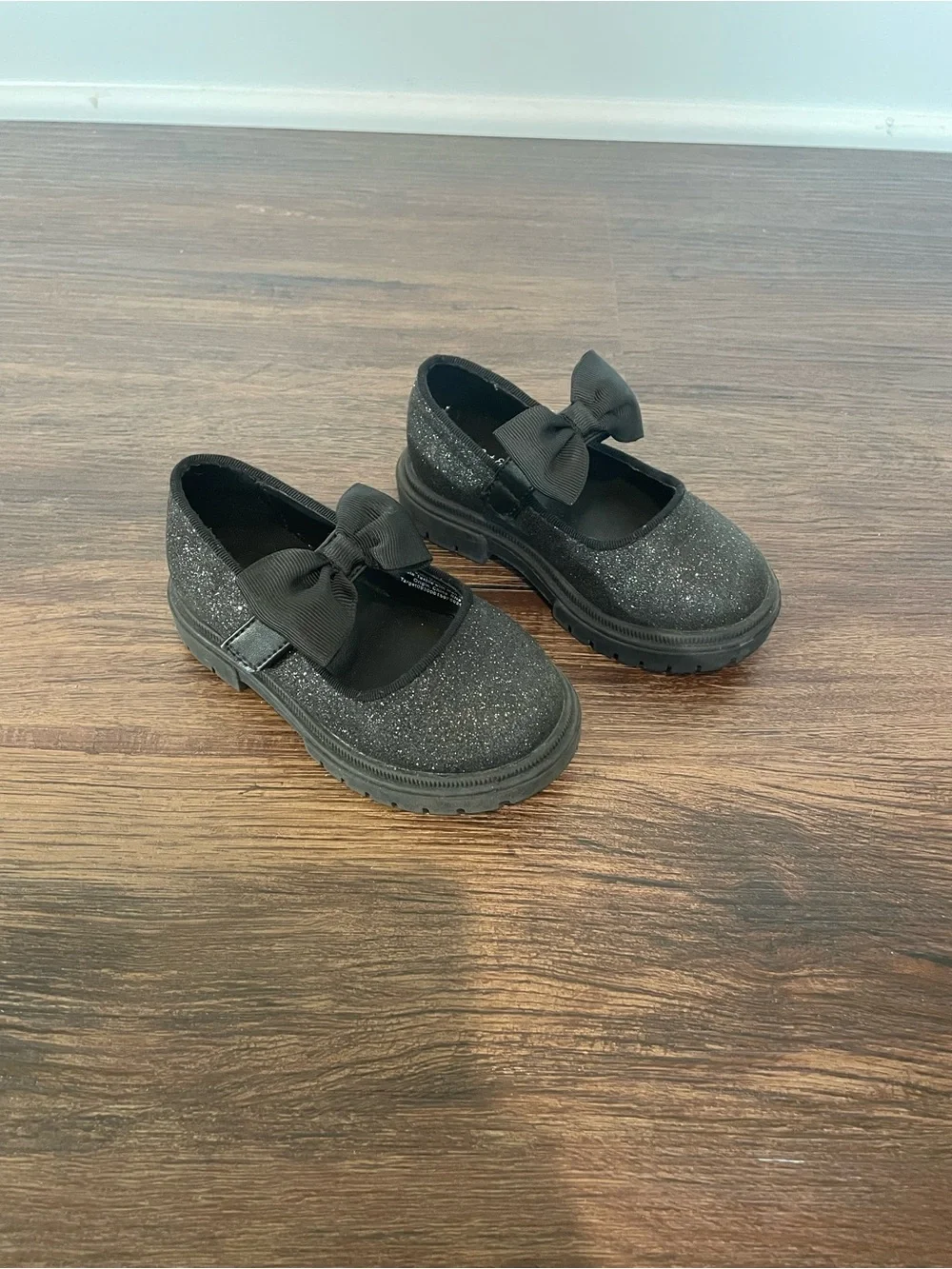 Kids Cat & Jack Sparkle Mary Jane Shoes with Bow - Black 6 Toddler